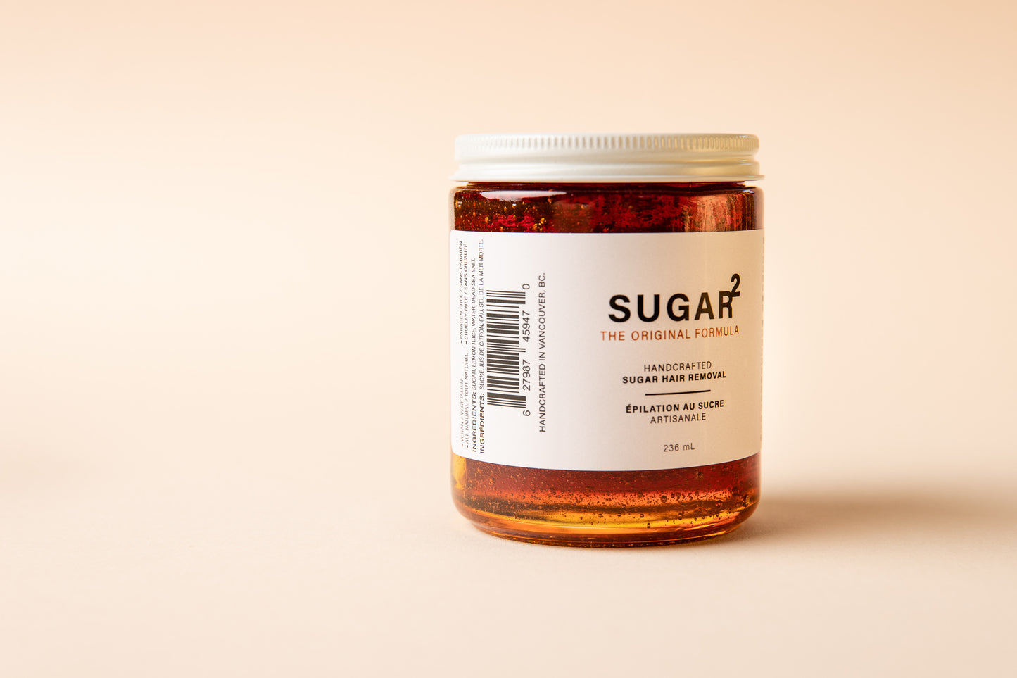 Sugar hair wax jar, side view